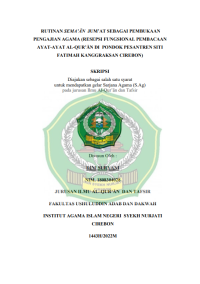 Rutinan sema'an jum'at sebagai pembukaan pengajian agama (resepsi fungsional pembacaan ayat-ayat al-quran di pondok pesantren siti fatimah kanggraksa cirebon)