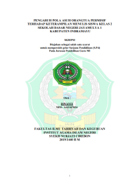 Pengaruh Pola Asuh Orangtua Permisif  Terhadap Keterampilan Menulis Siswa Kelas 2  Di Sekolah Dasar Negeri Jayamulya 1 Kabupaten  Indramayu